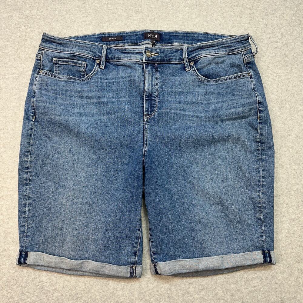 NYDJ Shorts Womens Size 22W Blue Denim Briella Heyburn Wash High Waist Cuffed